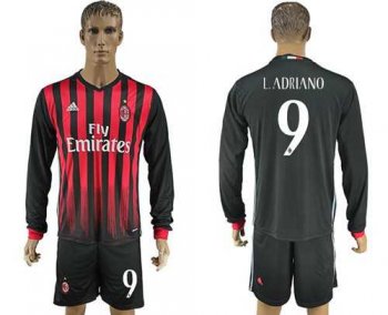 AC Milan #9 Ladriano Home Long Sleeves Soccer Club Jersey