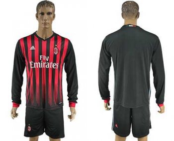 AC Milan Blank Home Long Sleeves Soccer Club Jersey