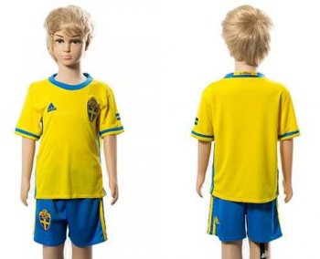 Sweden Blank Home Kid Soccer Country Jersey