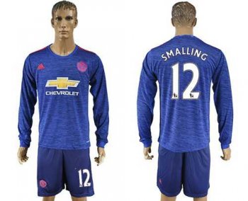 Manchester United #12 Smalling Away Long Sleeves Soccer Club Jersey