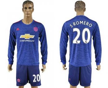 Manchester United #20 Sromero Away Long Sleeves Soccer Club Jersey