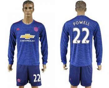 Manchester United #22 Powell Away Long Sleeves Soccer Club Jersey