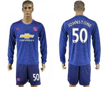 Manchester United #50 Johnstone Away Long Sleeves Soccer Club Jersey