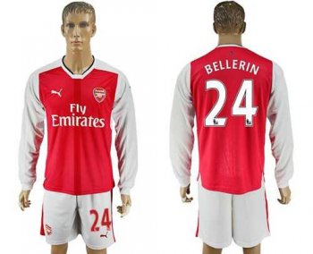 Arsenal #24 Bellerin Red Home Long Sleeves Soccer Club Jersey