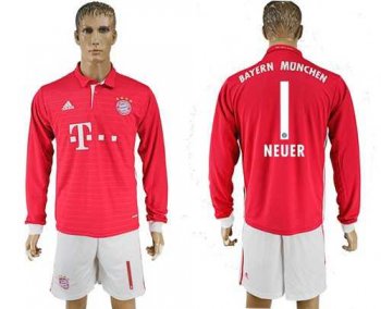 Bayern Munchen #1 Neuer Home Long Sleeves Soccer Club Jersey