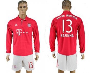 Bayern Munchen #13 Rafinha Home Long Sleeves Soccer Club Jersey