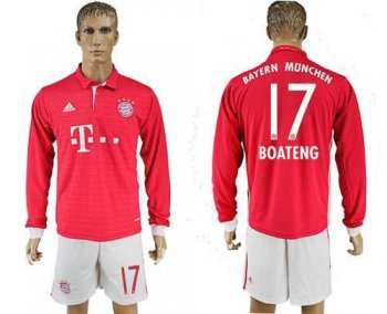 Bayern Munchen #17 Boateng Home Long Sleeves Soccer Club Jersey