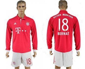 Bayern Munchen #18 Bernat Home Long Sleeves Soccer Club Jersey