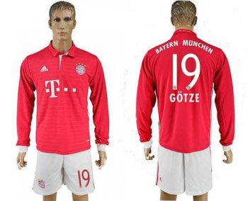 Bayern Munchen #19 Gotze Home Long Sleeves Soccer Club Jersey