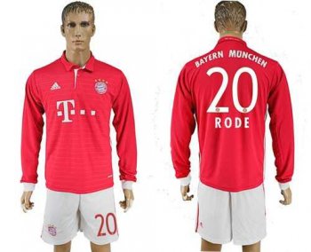 Bayern Munchen #20 Rode Home Long Sleeves Soccer Club Jersey