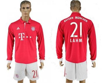 Bayern Munchen #21 Lahm Home Long Sleeves Soccer Club Jersey