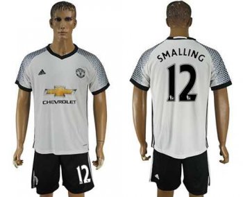 Manchester United #12 Smalling White Soccer Club Jersey