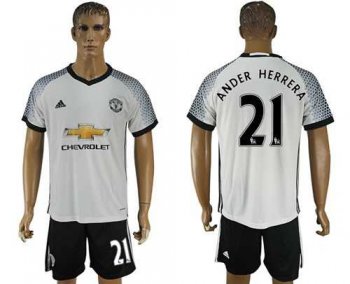 Manchester United #21 Ander Herrera White Soccer Club Jersey