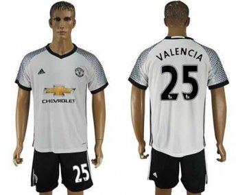 Manchester United #25 Valencia White Soccer Club Jersey