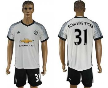 Manchester United #31 Schweinsteiger White Soccer Club Jersey