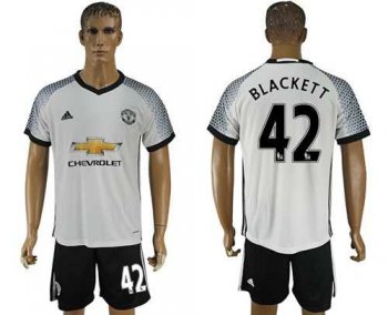 Manchester United #42 Blackett White Soccer Club Jersey