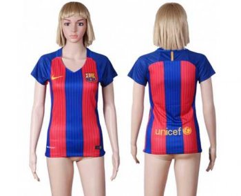 Women's Barcelona Blank Home Soccer Club Jersey