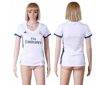 Women's Real Madrid Blank Home Soccer Club Jersey