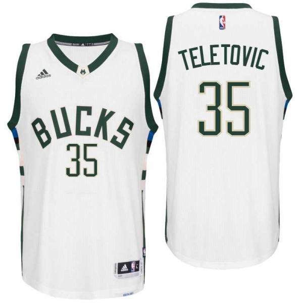 Milwaukee Bucks #35 Mirza Teletovic Home White New Swingman Jersey