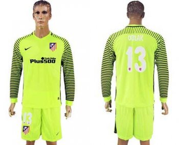 Atletico Madrid #13 Oblak Green Goalkeeper Long Sleeves Soccer Club Jersey