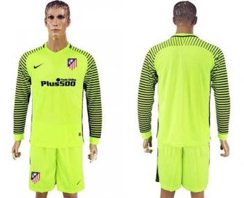 Atletico Madrid Blank Green Goalkeeper Long Sleeves Soccer Club Jersey