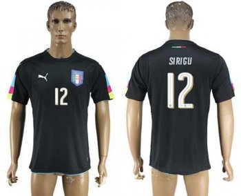 Italy #12 Sirigu Black Goalkeeper Soccer Country Jersey