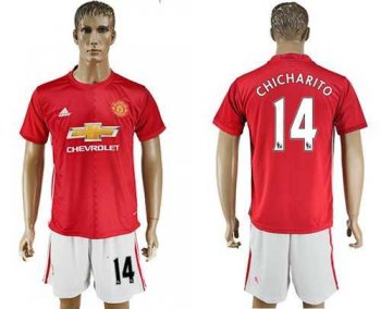 Manchester United #14 Chicharito Red Home Soccer Club Jersey