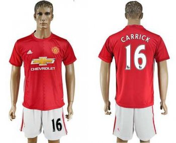 Manchester United #16 Carrick Red Home Soccer Club Jersey