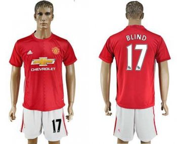 Manchester United #17 Blind Red Home Soccer Club Jersey