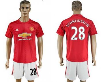 Manchester United #28 Schneiderlin Red Home Soccer Club Jersey