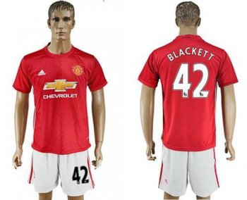 Manchester United #42 Blackett Red Home Soccer Club Jersey