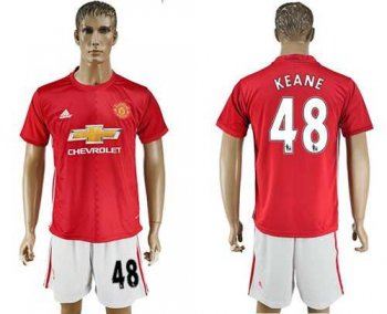 Manchester United #48 Keane Red Home Soccer Club Jersey