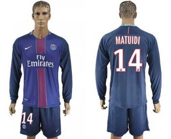 Paris Saint-Germain #14 Matuidi Home Long Sleeves Soccer Club Jersey