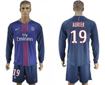 Paris Saint-Germain #19 Aurier Home Long Sleeves Soccer Club Jersey