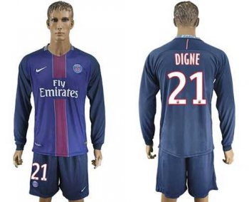 Paris Saint-Germain #21 Digne Home Long Sleeves Soccer Club Jersey