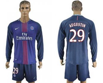 Paris Saint-Germain #29 Augustin Home Long Sleeves Soccer Club Jersey