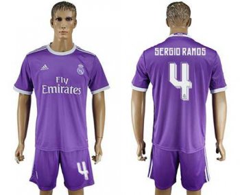 Real Madrid #4 Sergio Ramos Away Soccer Club Jersey