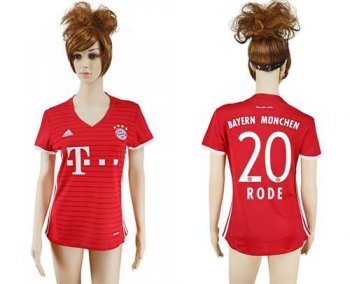 Women's Bayern Munchen #20 Rode Home Soccer Club Jersey