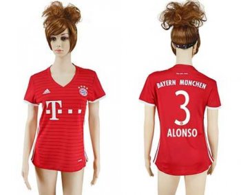 Women's Bayern Munchen #3 Alonso Home Soccer Club Jersey