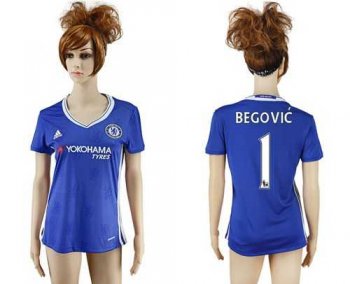 Women's Chelsea #1 Begovic Home Soccer Club Jersey