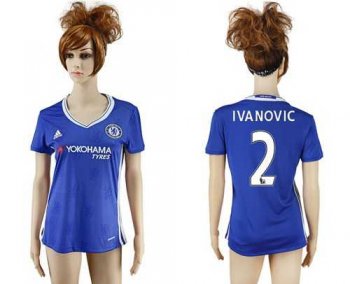 Women's Chelsea #2 Ivanovic Home Soccer Club Jersey