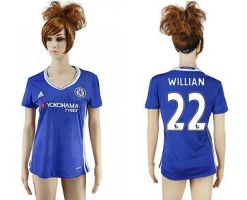 Women's Chelsea #22 Willian Home Soccer Club Jersey