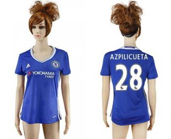 Women's Chelsea #28 Azpilicueta Home Soccer Club Jersey