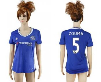 Women's Chelsea #5 Zouma Home Soccer Club Jersey