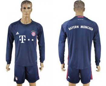 Bayern Munchen Blank Dark Blue Goalkeeper Long Sleeves Soccer Club Jersey