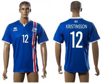 Iceland #12 Kristinsson Home Soccer Country Jersey