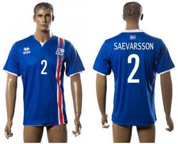 Iceland #2 Saevarsson Home Soccer Country Jersey