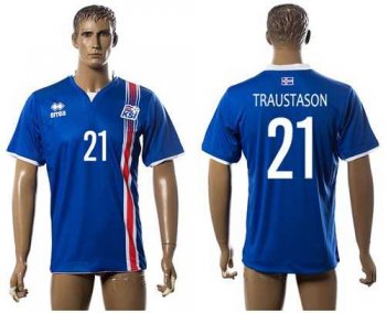 Iceland #21 Traustason Home Soccer Country Jersey