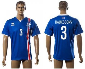 Iceland #3 Haukssonv Home Soccer Country Jersey