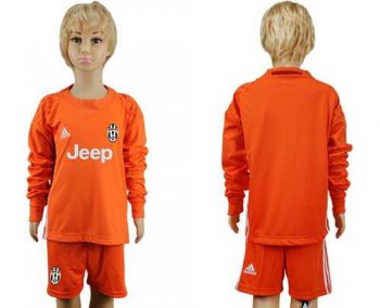 Juventus Blank Orange Long Sleeves Kid Soccer Club Jersey